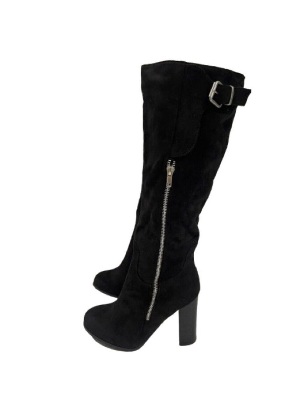 Women’s Wild Diva Black Faux Suede Side Zip Up Boots Size 8 US!